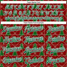 Load image into Gallery viewer, Custom Red Kelly Green-White Christmas 3D Bomber Full-Snap Varsity Letterman Jacket
