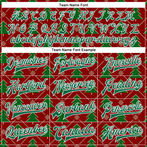 Custom Red Kelly Green-White Christmas 3D Bomber Full-Snap Varsity Letterman Jacket