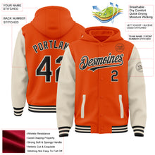 Загрузить изображение в средство просмотра галереи, Custom Orange Black-Cream Bomber Full-Snap Varsity Letterman Two Tone Hoodie Jacket
