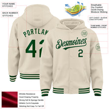 Charger l&#39;image dans la galerie, Custom Cream Green Bomber Full-Snap Varsity Letterman Hoodie Jacket
