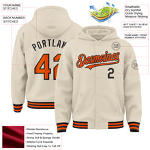 Charger l&#39;image dans la galerie, Custom Cream Orange-Black Bomber Full-Snap Varsity Letterman Hoodie Jacket
