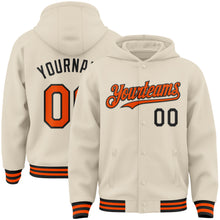 Charger l&#39;image dans la galerie, Custom Cream Orange-Black Bomber Full-Snap Varsity Letterman Hoodie Jacket
