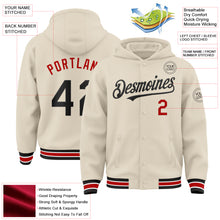 Charger l&#39;image dans la galerie, Custom Cream Black Red-White Bomber Full-Snap Varsity Letterman Hoodie Jacket
