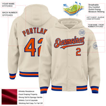 Charger l&#39;image dans la galerie, Custom Cream Orange-Royal Bomber Full-Snap Varsity Letterman Hoodie Jacket
