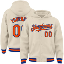 Charger l&#39;image dans la galerie, Custom Cream Orange-Royal Bomber Full-Snap Varsity Letterman Hoodie Jacket
