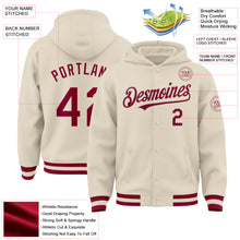 Charger l&#39;image dans la galerie, Custom Cream Maroon Bomber Full-Snap Varsity Letterman Hoodie Jacket
