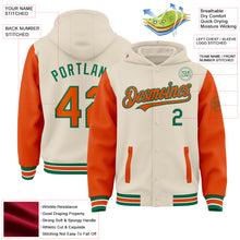 Charger l&#39;image dans la galerie, Custom Cream Orange Kelly Green-White Bomber Full-Snap Varsity Letterman Two Tone Hoodie Jacket
