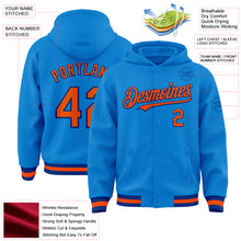 Laden Sie das Bild in den Galerie-Viewer, Custom Powder Blue Orange-Royal Bomber Full-Snap Varsity Letterman Hoodie Jacket
