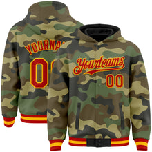 Загрузить изображение в средство просмотра галереи, Custom Camo Red-Gold Bomber Full-Snap Varsity Letterman Salute To Service Hoodie Jacket
