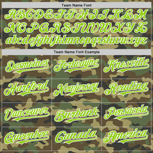 Загрузить изображение в средство просмотра галереи, Custom Camo Neon Green-White Bomber Full-Snap Varsity Letterman Salute To Service Hoodie Jacket
