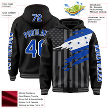 Charger l&#39;image dans la galerie, Custom Black Thunder Blue-Gray Honduras Honduran Flag 3D Bomber Full-Snap Varsity Letterman Hoodie Jacket
