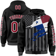 Загрузить изображение в средство просмотра галереи, Custom Black Crimson-Gray Panama Panamanian Flag 3D Bomber Full-Snap Varsity Letterman Hoodie Jacket
