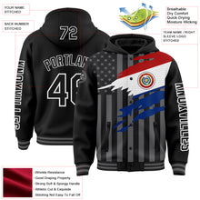 Загрузить изображение в средство просмотра галереи, Custom Black Gray-White Paraguay Paraguayan Flag 3D Bomber Full-Snap Varsity Letterman Hoodie Jacket
