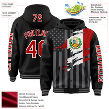 Загрузить изображение в средство просмотра галереи, Custom Black Red-Gray Peru Peruvian Flag 3D Bomber Full-Snap Varsity Letterman Hoodie Jacket
