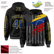 Загрузить изображение в средство просмотра галереи, Custom Black Royal Yellow-Gray Venezuela Venezuelan Flag 3D Bomber Full-Snap Varsity Letterman Hoodie Jacket
