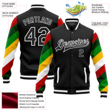 Charger l&#39;image dans la galerie, Custom Black White Christmas 3D Bomber Full-Snap Varsity Letterman Jacket
