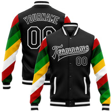 Charger l&#39;image dans la galerie, Custom Black White Christmas 3D Bomber Full-Snap Varsity Letterman Jacket
