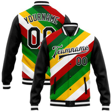 Charger l&#39;image dans la galerie, Custom Black White Christmas 3D Bomber Full-Snap Varsity Letterman Jacket
