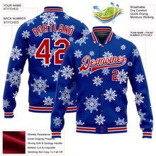 Charger l&#39;image dans la galerie, Custom Royal Red-White Christmas 3D Bomber Full-Snap Varsity Letterman Jacket
