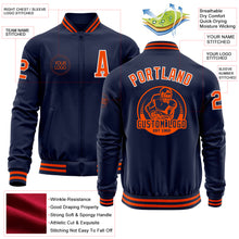 Charger l&#39;image dans la galerie, Custom Navy Orange-White Bomber Varsity Letterman Zipper Jacket
