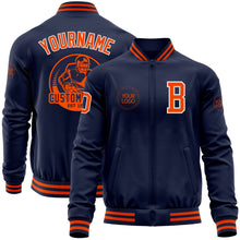 Charger l&#39;image dans la galerie, Custom Navy Orange-White Bomber Varsity Letterman Zipper Jacket
