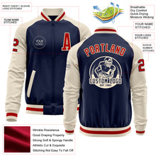 Charger l&#39;image dans la galerie, Custom Navy Red-Cream Bomber Varsity Letterman Two Tone Zipper Jacket
