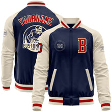 Charger l&#39;image dans la galerie, Custom Navy Red-Cream Bomber Varsity Letterman Two Tone Zipper Jacket
