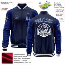 Charger l&#39;image dans la galerie, Custom Navy Royal-White Bomber Varsity Letterman Two Tone Zipper Jacket
