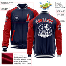 Charger l&#39;image dans la galerie, Custom Navy Red-White Bomber Varsity Letterman Two Tone Zipper Jacket
