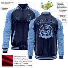 Charger l&#39;image dans la galerie, Custom Navy Light Blue Bomber Varsity Letterman Two Tone Zipper Jacket
