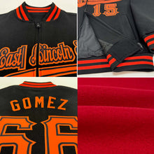 Load image into Gallery viewer, Custom Red Black-Cream Bomber Varsity Letterman Zipper Jacket
