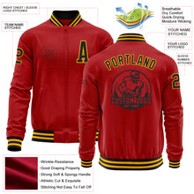 Charger l&#39;image dans la galerie, Custom Red Black-Gold Bomber Varsity Letterman Zipper Jacket
