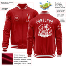 Laden Sie das Bild in den Galerie-Viewer, Custom Red White Bomber Varsity Letterman Zipper Jacket
