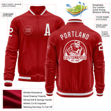 Load image into Gallery viewer, Custom Red White Bomber Varsity Letterman Zipper Jacket
