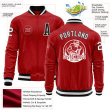 Laden Sie das Bild in den Galerie-Viewer, Custom Red White-Black Bomber Varsity Letterman Zipper Jacket
