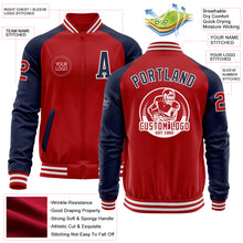 Load image into Gallery viewer, Custom Red Navy-White Bomber Varsity Letterman Two Tone Zipper Jacket
