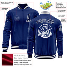 Загрузить изображение в средство просмотра галереи, Custom Royal Navy-White Bomber Varsity Letterman Zipper Jacket
