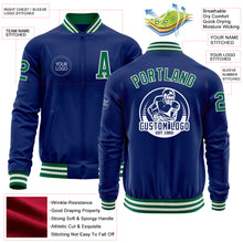 Загрузить изображение в средство просмотра галереи, Custom Royal Kelly Green-White Bomber Varsity Letterman Zipper Jacket
