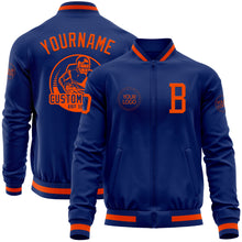 Charger l&#39;image dans la galerie, Custom Royal Orange Bomber Varsity Letterman Zipper Jacket
