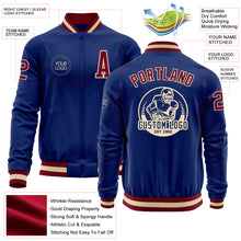 Charger l&#39;image dans la galerie, Custom Royal Maroon-Cream Bomber Varsity Letterman Zipper Jacket
