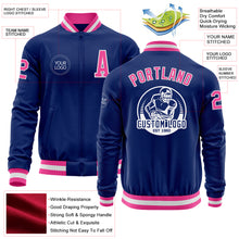 Load image into Gallery viewer, Custom Royal Pink-White Bomber Varsity Letterman Zipper Jacket
