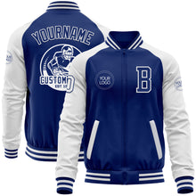 Charger l&#39;image dans la galerie, Custom Royal White Bomber Varsity Letterman Two Tone Zipper Jacket
