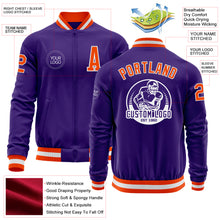 Laden Sie das Bild in den Galerie-Viewer, Custom Purple Orange-White Bomber Varsity Letterman Zipper Jacket
