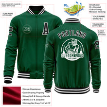 Charger l&#39;image dans la galerie, Custom Kelly Green Black-White Bomber Varsity Letterman Zipper Jacket
