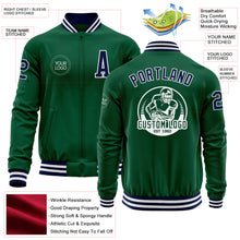 Charger l&#39;image dans la galerie, Custom Kelly Green Navy-White Bomber Varsity Letterman Zipper Jacket
