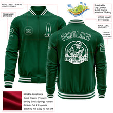 Charger l&#39;image dans la galerie, Custom Kelly Green White Bomber Varsity Letterman Zipper Jacket
