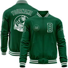 Charger l&#39;image dans la galerie, Custom Kelly Green White Bomber Varsity Letterman Zipper Jacket
