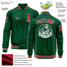 Загрузить изображение в средство просмотра галереи, Custom Kelly Green Red-White Bomber Varsity Letterman Zipper Jacket
