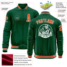 Загрузить изображение в средство просмотра галереи, Custom Kelly Green Orange-White Bomber Varsity Letterman Zipper Jacket
