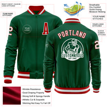 Charger l&#39;image dans la galerie, Custom Kelly Green Red-White Bomber Varsity Letterman Zipper Jacket
